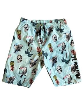 Hurley Big boys youth 10-12 swim shorts Tropical & Shark Print Swim Trunks
